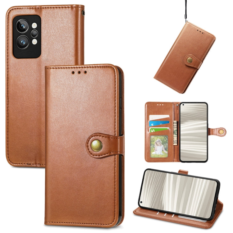 For OPPO Realme GT2 Pro Retro Solid Color Buckle Leather Phone Case