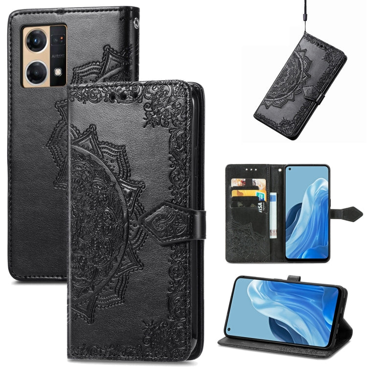 For OPPO Reno7 4G Mandala Flower Embossed Horizontal Flip Leather Phone Case