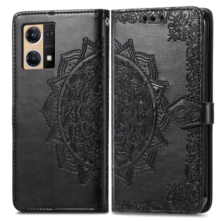 For OPPO Reno7 4G Mandala Flower Embossed Horizontal Flip Leather Phone Case