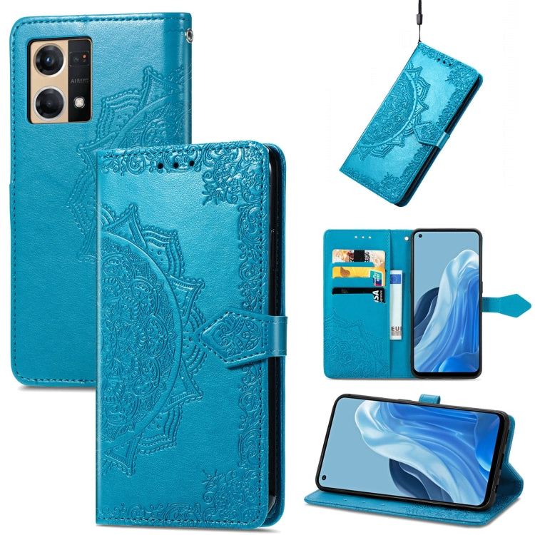 For OPPO Reno7 4G Mandala Flower Embossed Horizontal Flip Leather Phone Case
