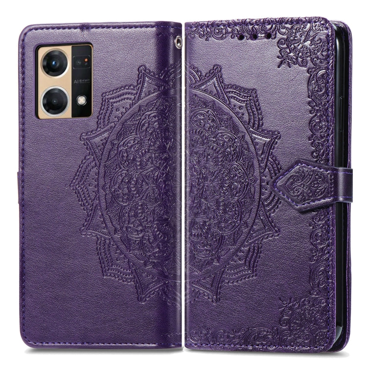 For OPPO Reno7 4G Mandala Flower Embossed Horizontal Flip Leather Phone Case
