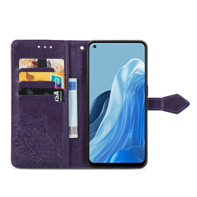 For OPPO Reno7 4G Mandala Flower Embossed Horizontal Flip Leather Phone Case