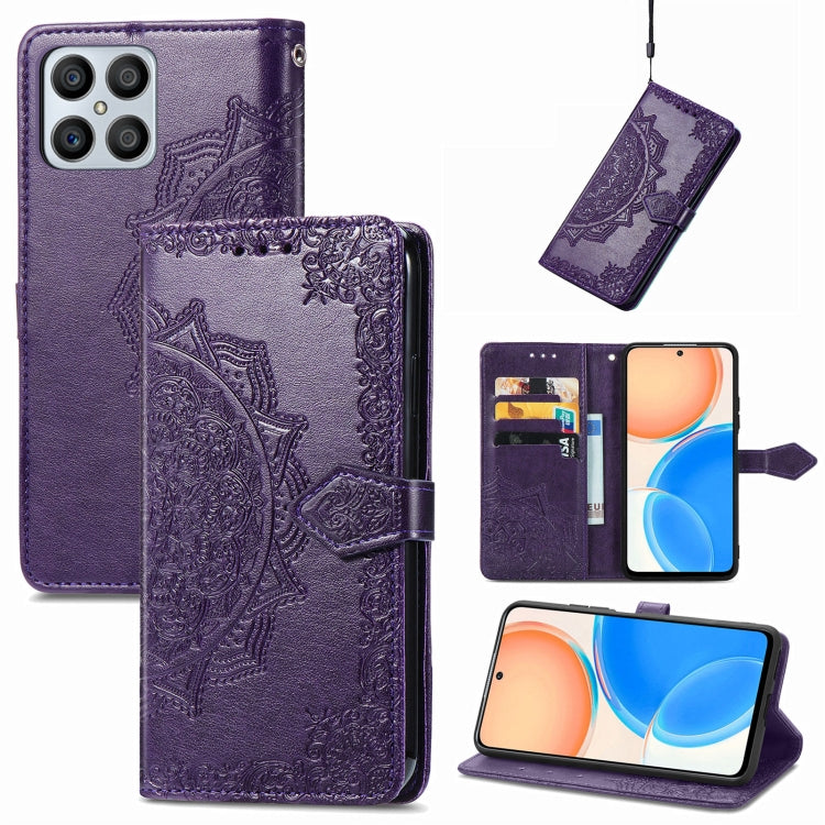 For Honor X8 Mandala Flower Embossed Horizontal Flip Leather Phone Case
