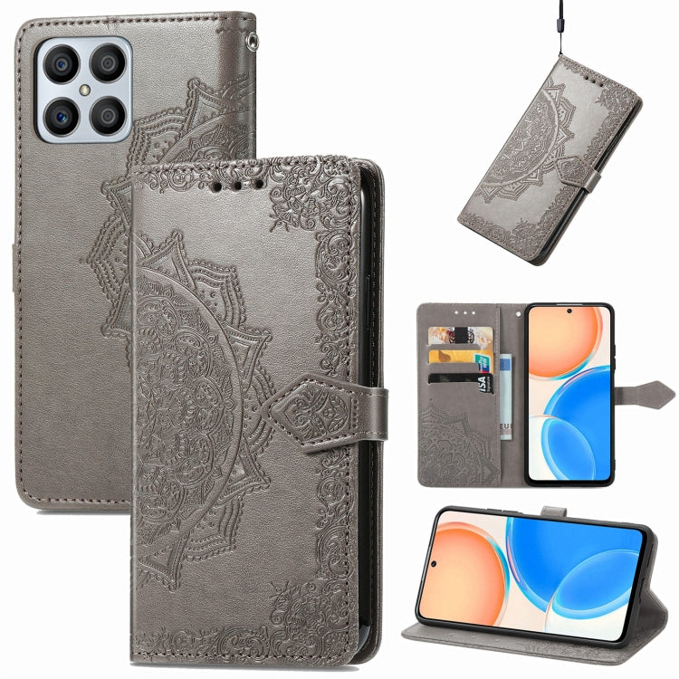 For Honor X8 Mandala Flower Embossed Horizontal Flip Leather Phone Case