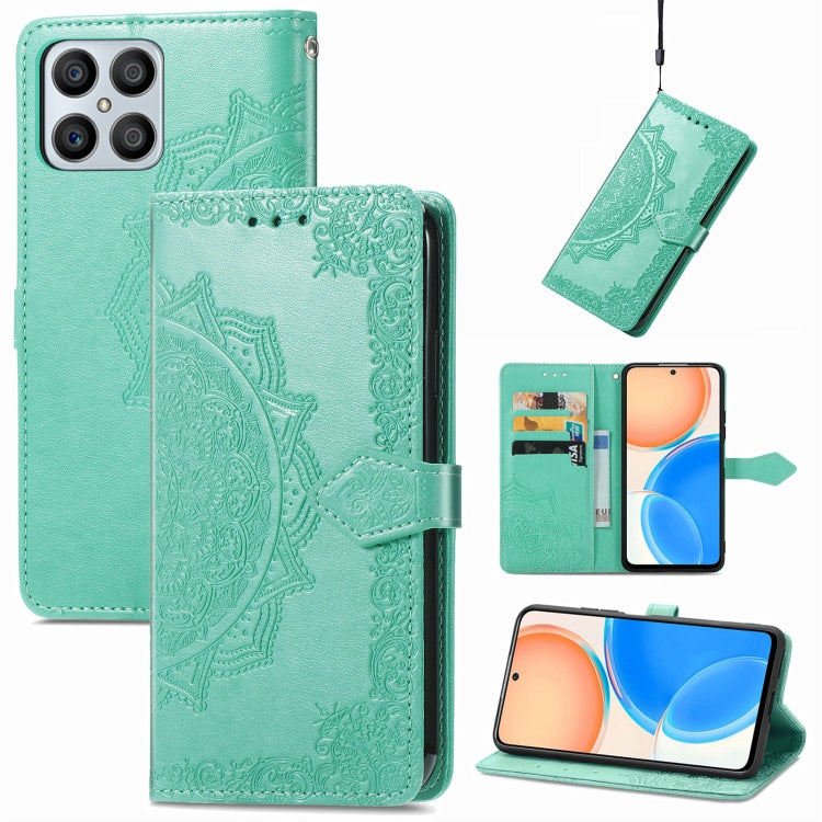For Honor X8 Mandala Flower Embossed Horizontal Flip Leather Phone Case