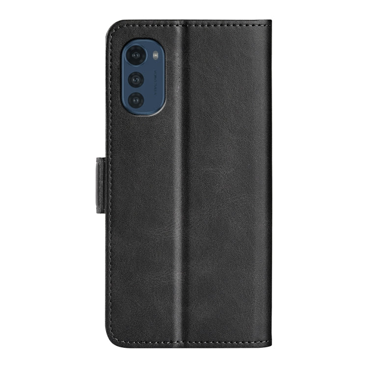 For Motorola Moto E32 4G Dual-side Magnetic Buckle Horizontal Flip Leather Phone Case