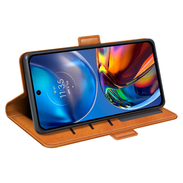 For Motorola Moto E32 4G Dual-side Magnetic Buckle Horizontal Flip Leather Phone Case