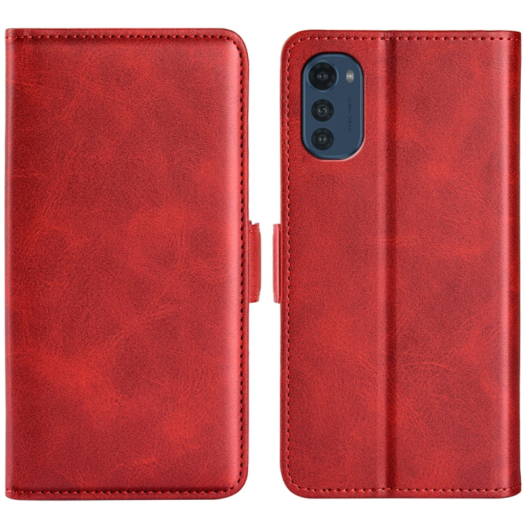 For Motorola Moto E32 4G Dual-side Magnetic Buckle Horizontal Flip Leather Phone Case