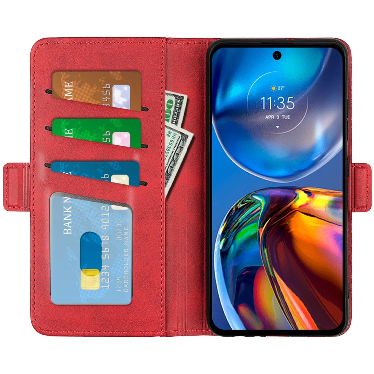 For Motorola Moto E32 4G Dual-side Magnetic Buckle Horizontal Flip Leather Phone Case