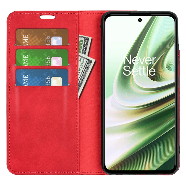 For OnePlus Ace / 10R Retro-skin Magnetic Suction Leather Phone Case