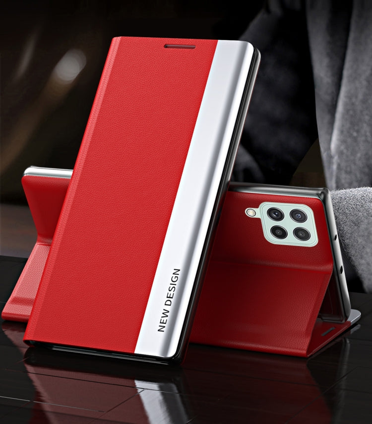 For Samsung Galaxy M33 5G Side Electroplated Adsorption Flip Leather Case