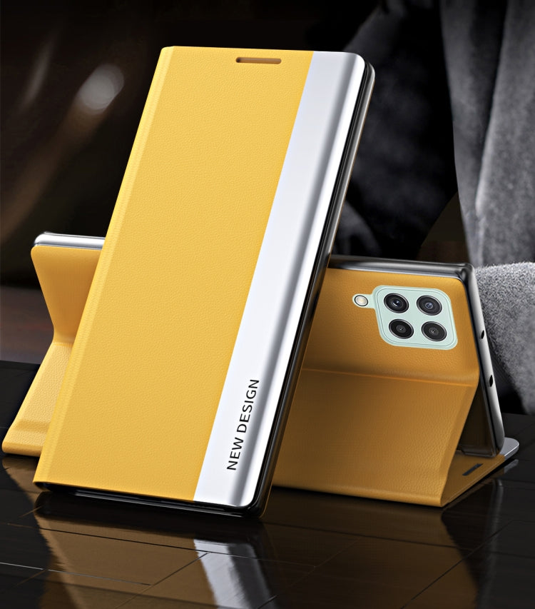 For Samsung Galaxy M33 5G Side Electroplated Adsorption Flip Leather Case