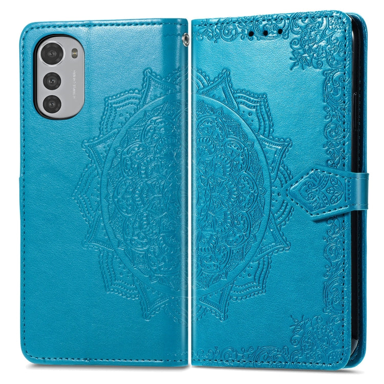 For Motorola Moto E32 Mandala Flower Embossed Horizontal Flip Leather Phone Case