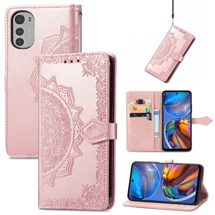For Motorola Moto E32 Mandala Flower Embossed Horizontal Flip Leather Phone Case