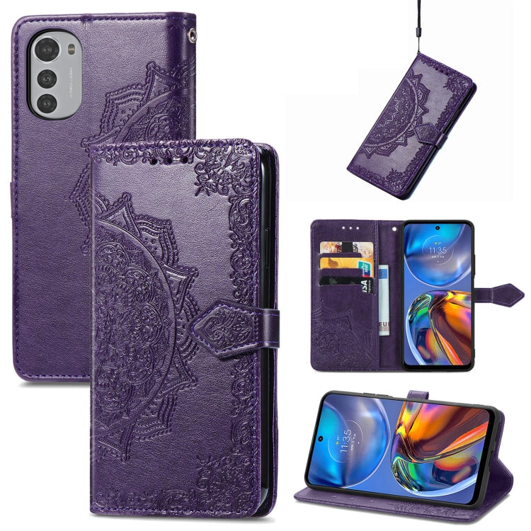 For Motorola Moto E32 Mandala Flower Embossed Horizontal Flip Leather Phone Case