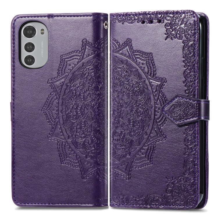 For Motorola Moto E32 Mandala Flower Embossed Horizontal Flip Leather Phone Case
