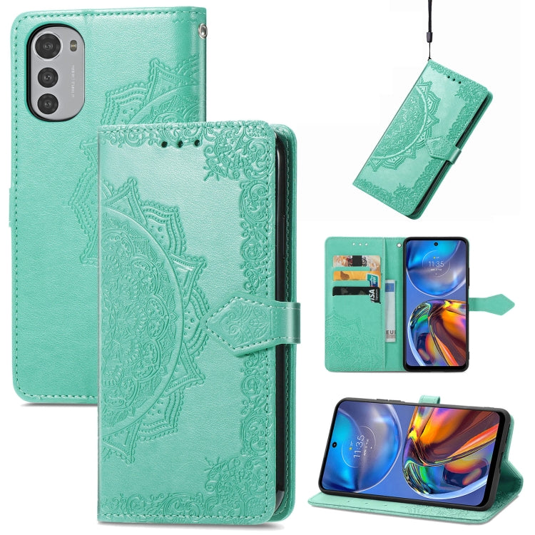 For Motorola Moto E32 Mandala Flower Embossed Horizontal Flip Leather Phone Case