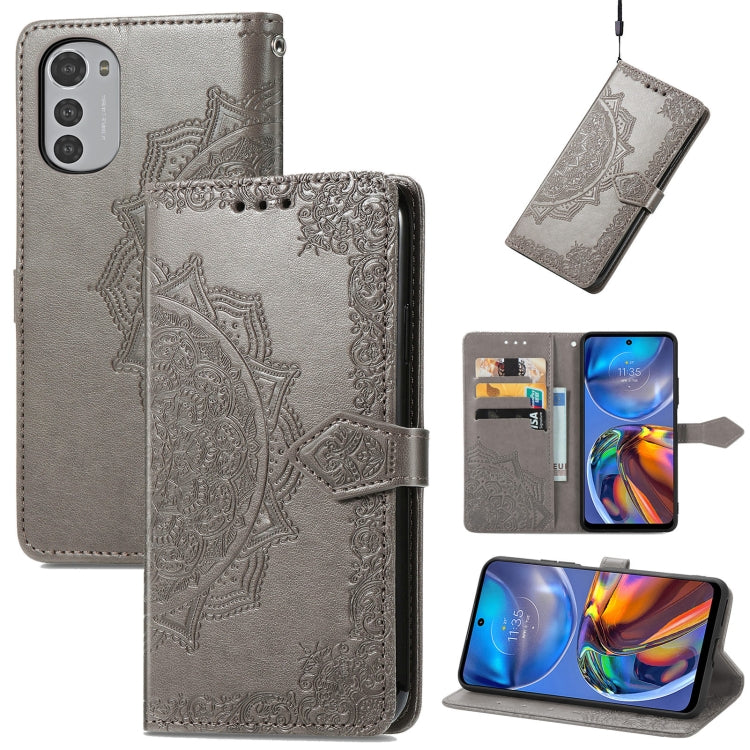 For Motorola Moto E32 Mandala Flower Embossed Horizontal Flip Leather Phone Case