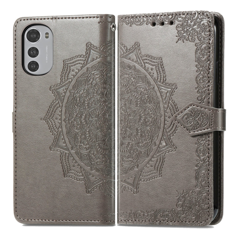 For Motorola Moto E32 Mandala Flower Embossed Horizontal Flip Leather Phone Case