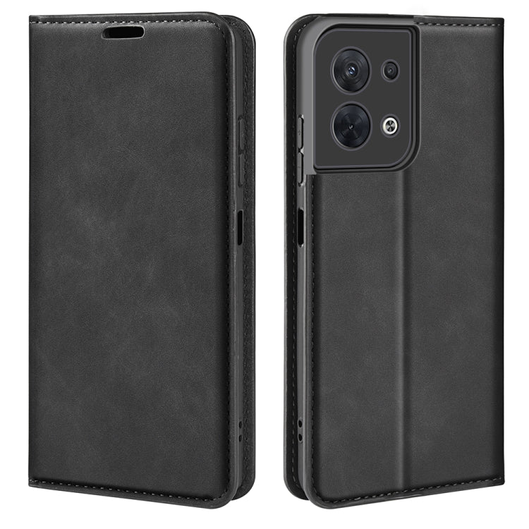 For OPPO Reno8 Retro-skin Magnetic Suction Leather Phone Case