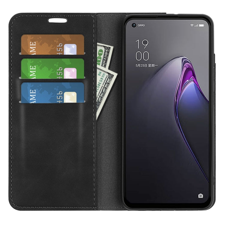 For OPPO Reno8 Retro-skin Magnetic Suction Leather Phone Case