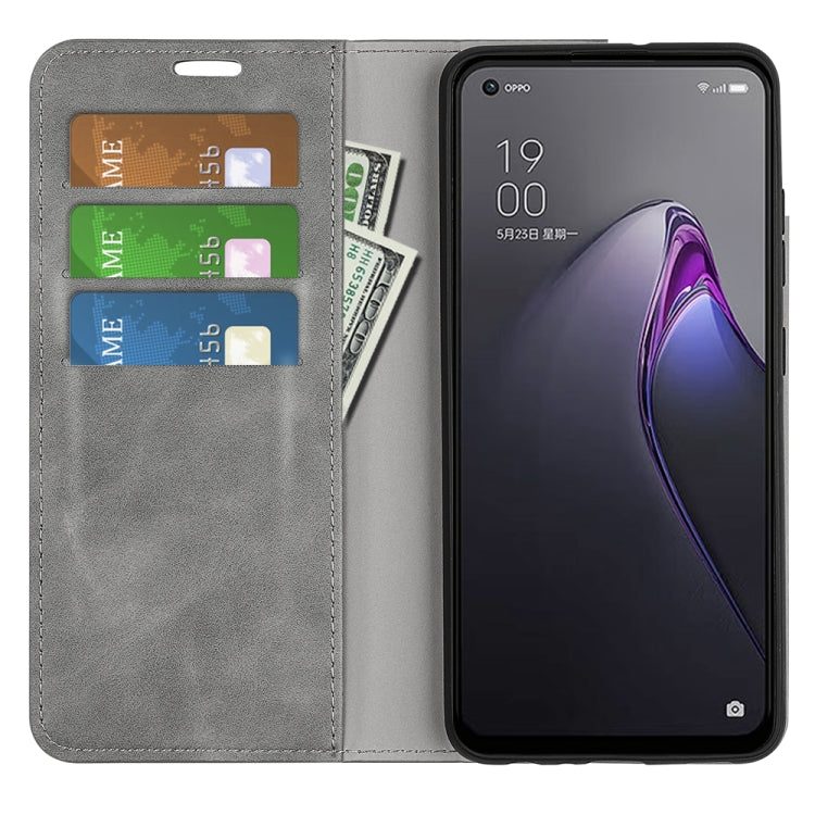For OPPO Reno8 Retro-skin Magnetic Suction Leather Phone Case