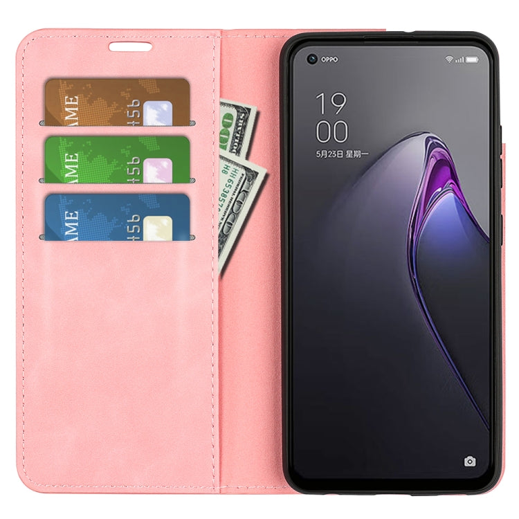 For OPPO Reno8 Retro-skin Magnetic Suction Leather Phone Case