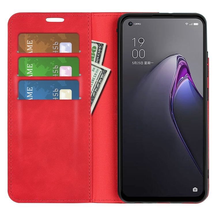 For OPPO Reno8 Retro-skin Magnetic Suction Leather Phone Case