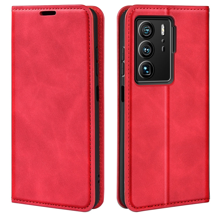 For ZTE Axon 40 Ultra Retro-skin Magnetic Suction Leather Phone Case