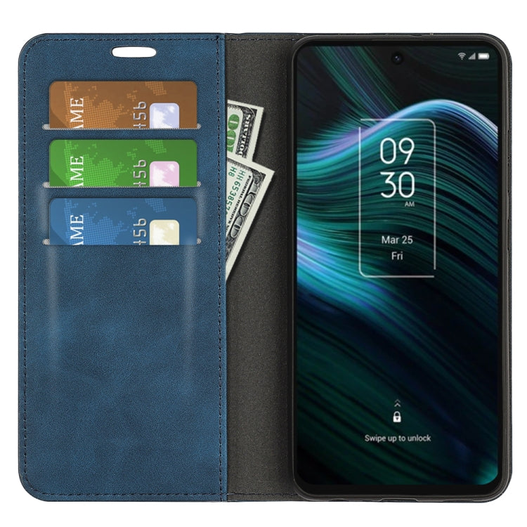 For TCL Stylus 5G Retro-skin Magnetic Suction Leather Phone Case