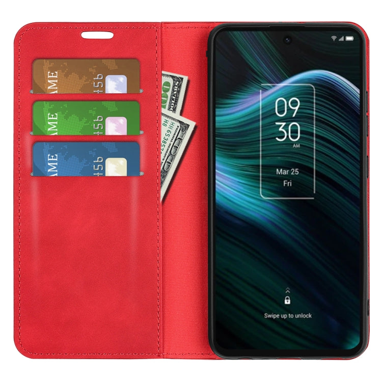 For TCL Stylus 5G Retro-skin Magnetic Suction Leather Phone Case