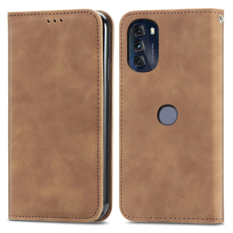 For Motorola Moto G 2022 Retro Skin Feel Magnetic Leather Phone Case