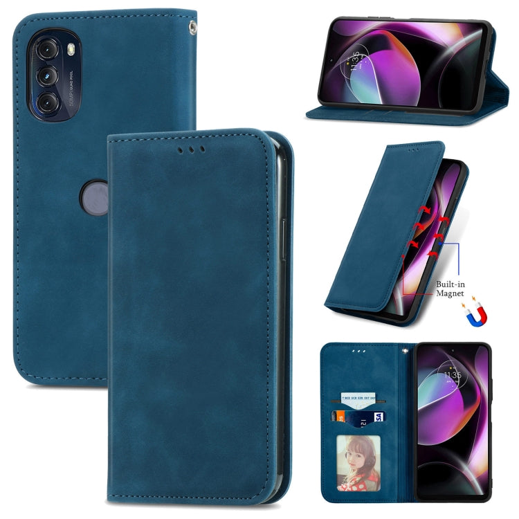 For Motorola Moto G 2022 Retro Skin Feel Magnetic Leather Phone Case