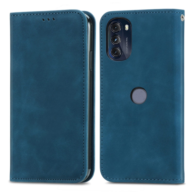 For Motorola Moto G 2022 Retro Skin Feel Magnetic Leather Phone Case