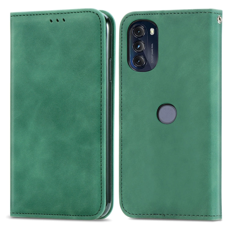 For Motorola Moto G 2022 Retro Skin Feel Magnetic Leather Phone Case
