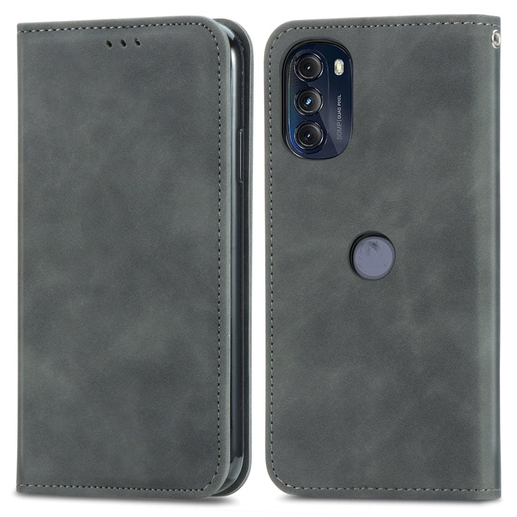 For Motorola Moto G 2022 Retro Skin Feel Magnetic Leather Phone Case