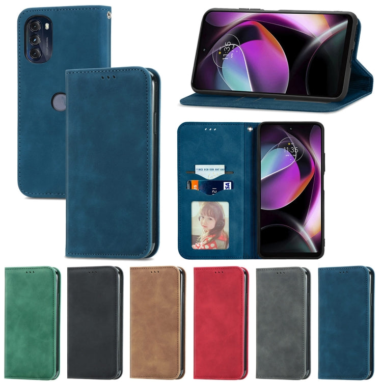 For Motorola Moto G 2022 Retro Skin Feel Magnetic Leather Phone Case