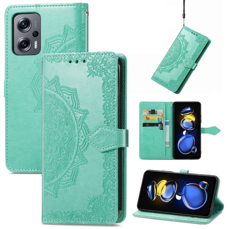 For Xiaomi Redmi Note 11T 5G Mandala Flower Embossed Horizontal Flip Leather Phone Case