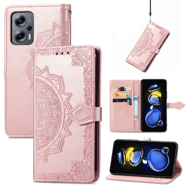 For Xiaomi Redmi Note 11T 5G Mandala Flower Embossed Horizontal Flip Leather Phone Case