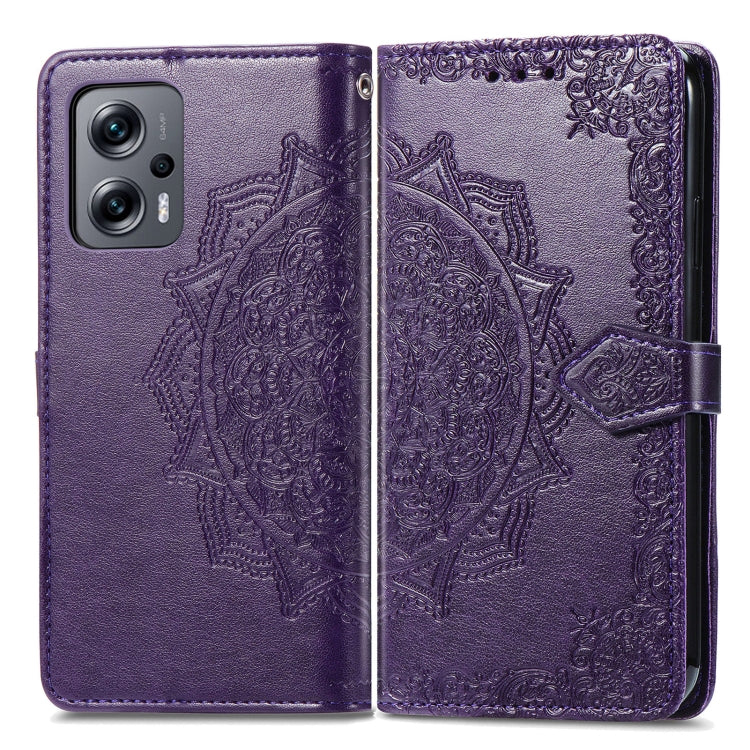 For Xiaomi Redmi Note 11T 5G Mandala Flower Embossed Horizontal Flip Leather Phone Case