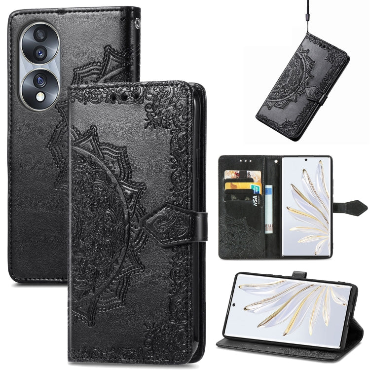 For Honor 70 Mandala Flower Embossed Horizontal Flip Leather Phone Case
