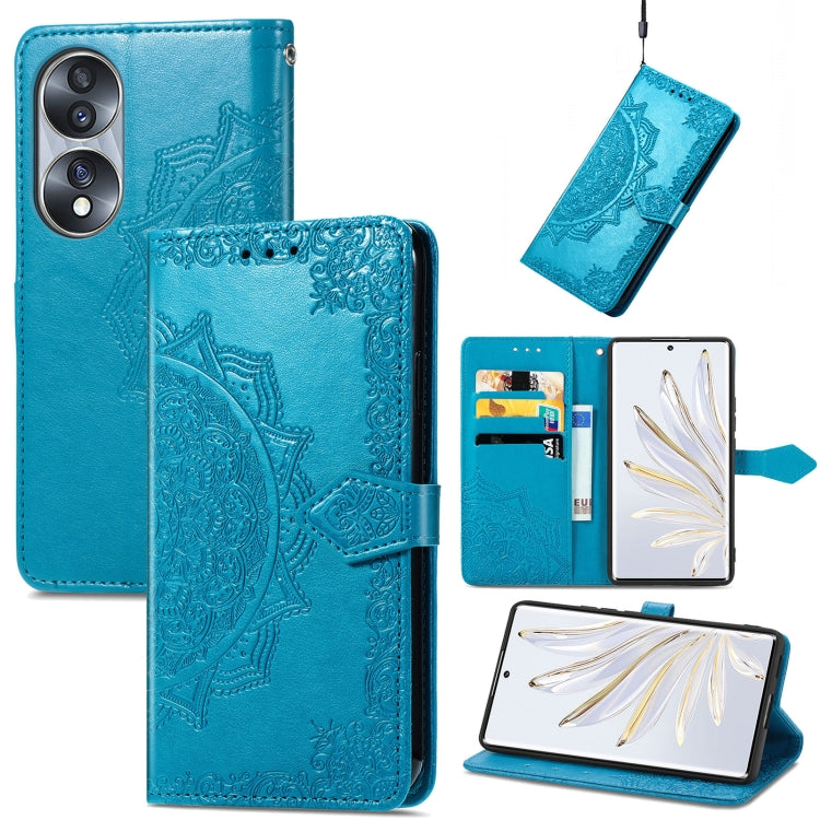For Honor 70 Mandala Flower Embossed Horizontal Flip Leather Phone Case