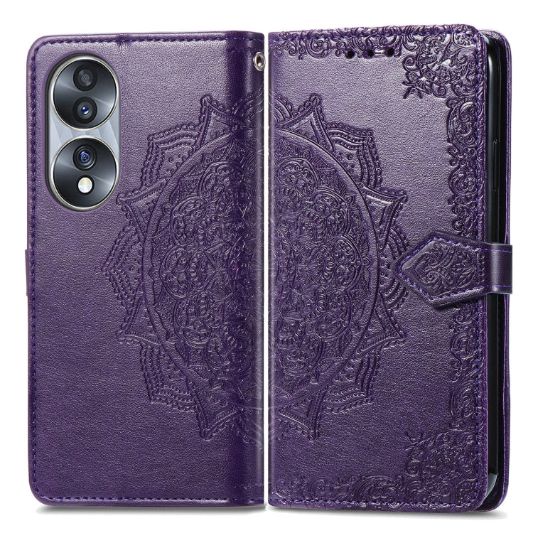 For Honor 70 Mandala Flower Embossed Horizontal Flip Leather Phone Case