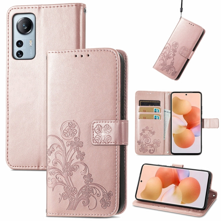 For Xiaomi 12 Lite Four-leaf Clasp Embossed Buckle Flip Leather Phone Case