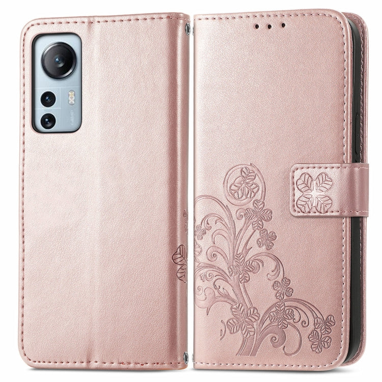 For Xiaomi 12 Lite Four-leaf Clasp Embossed Buckle Flip Leather Phone Case