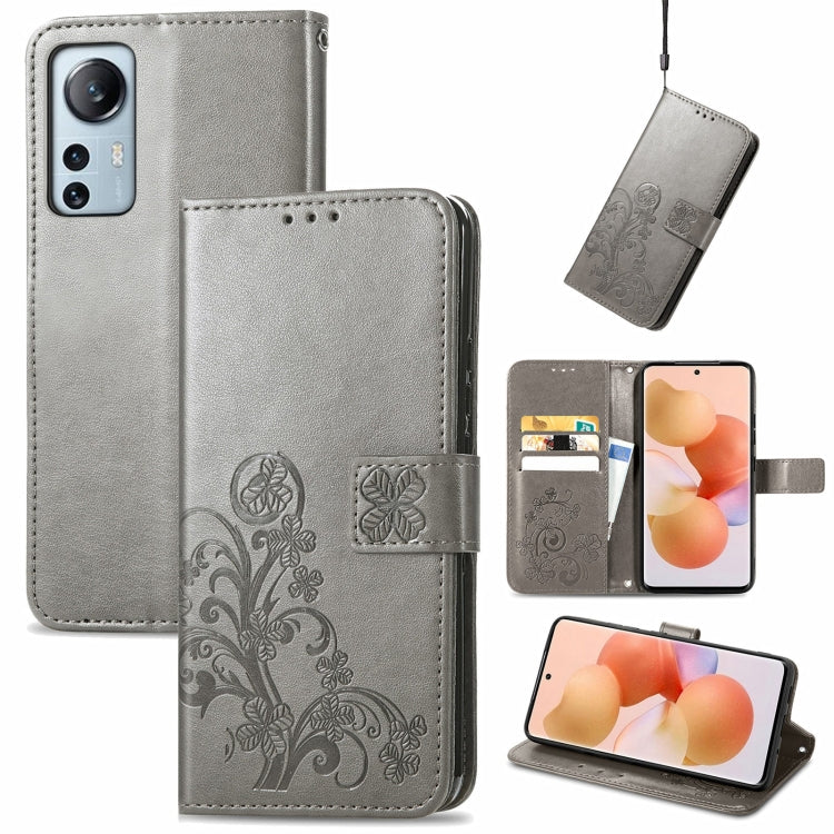 For Xiaomi 12 Lite Four-leaf Clasp Embossed Buckle Flip Leather Phone Case