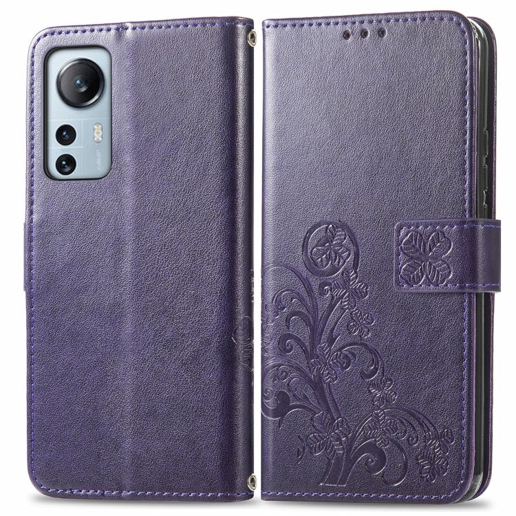 For Xiaomi 12 Lite Four-leaf Clasp Embossed Buckle Flip Leather Phone Case