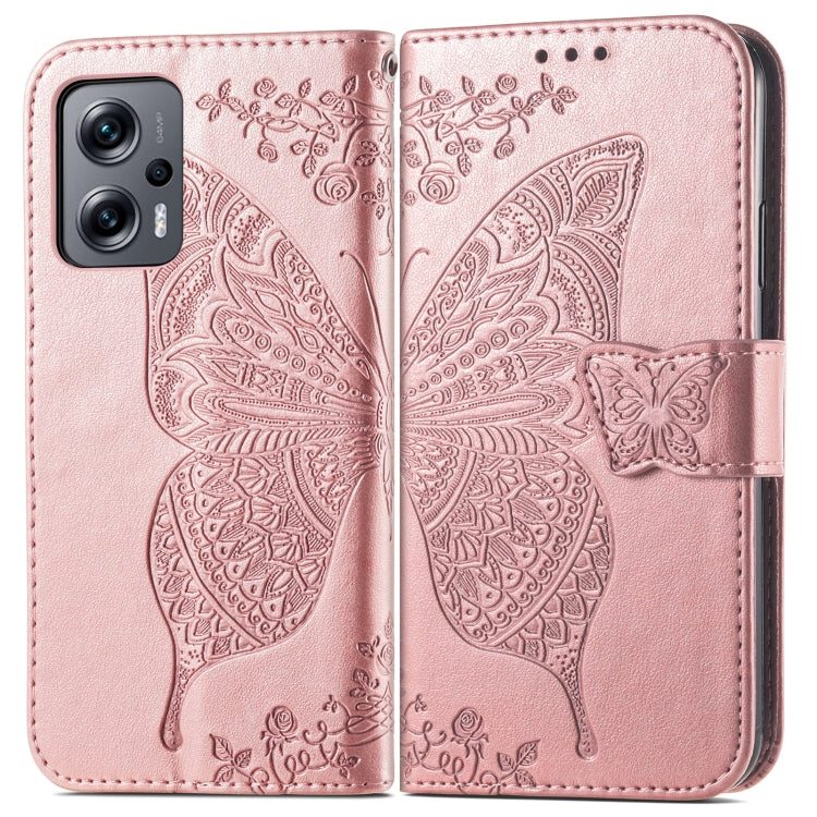 For Xiaomi Redmi Note 11T Butterfly Love Flower Embossed Horizontal Flip Leather Phone Case