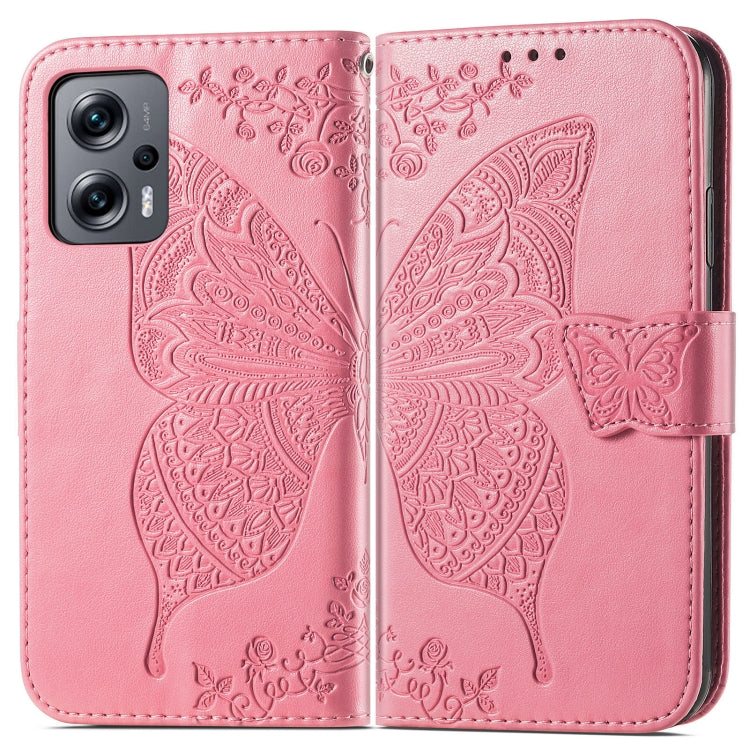 For Xiaomi Redmi Note 11T Butterfly Love Flower Embossed Horizontal Flip Leather Phone Case