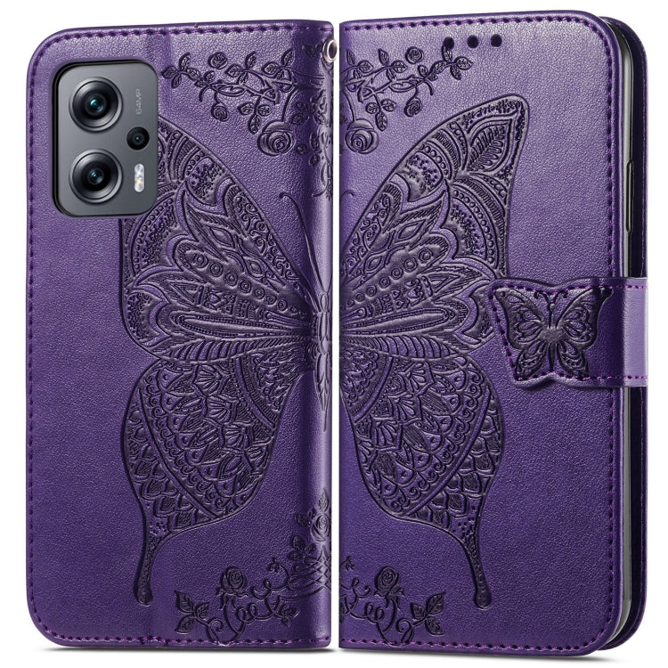 For Xiaomi Redmi Note 11T Butterfly Love Flower Embossed Horizontal Flip Leather Phone Case